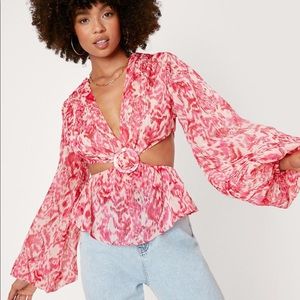 Nasty Gal Cut Out Long Sleeve Blouse